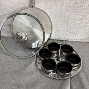 ExcelSteel Egg Poacher Pan Set 18/10 Stainless Steel 6 Cup w/ Lid Insert